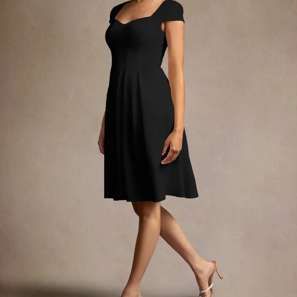 Azazie Atelier Klea Black Sweetheart Midi Dress